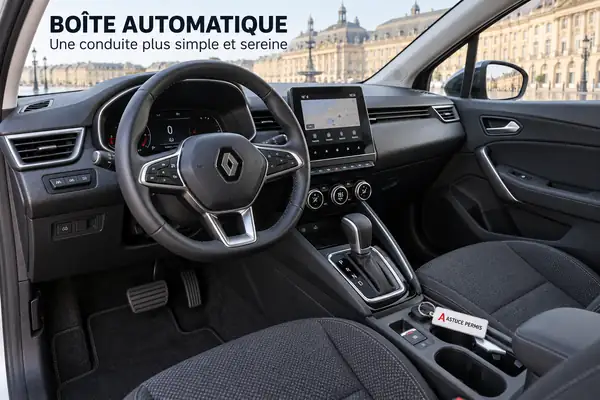 Intérieur d'une voiture-école à boîte automatique, permis B 13h à Bordeaux